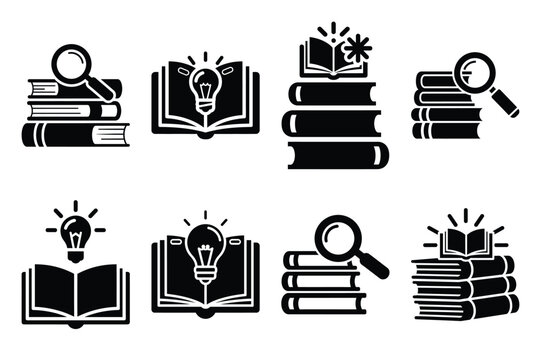 knowledge base icon silhouette set