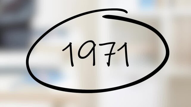 1971 Handwriting using black marker on glass