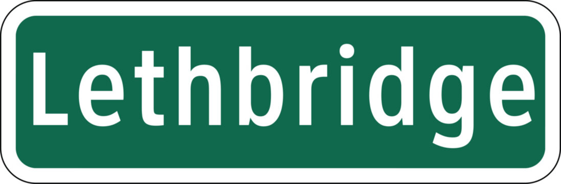 Lethbridge City in Alberta, Canada Green Road Sign Design Vector