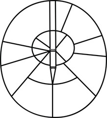 Minimal cricket field position outline illustration