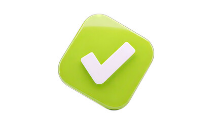 Green Check Mark Icon on White Background