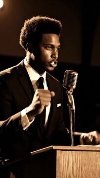 Passionate African American Speaker Delivers Historic Speech at Podium