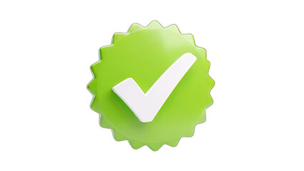 Green Checkmark Badge Approved Icon on White Background