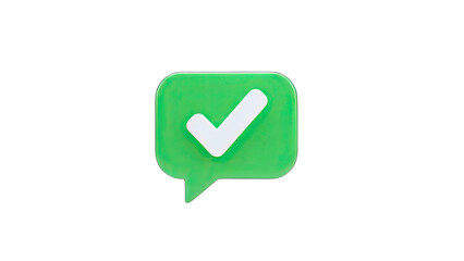 Green Checkmark Message Bubble on White Background