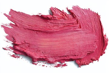 Pink paint brush stroke smear isolated on white or transparent background, high quality realistic detail