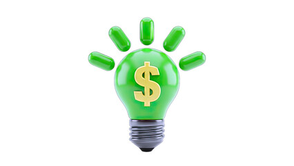 Green Lightbulb with Dollar Sign: Idea and Finance Concept