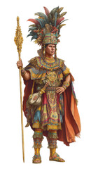 inca man wearing traditional , including a feathered headdress