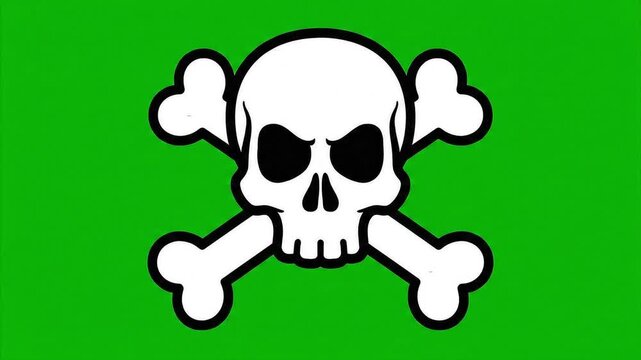 Appearance of Skull and Crossbones on Green Screen 4k Stock Video 