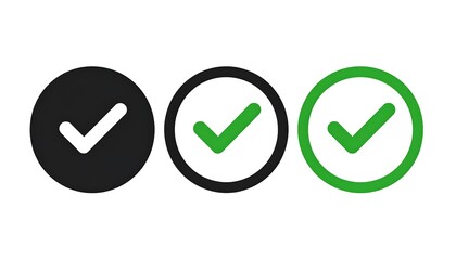 Checkmark Icons: Black, Green, and White Circle Symbols.