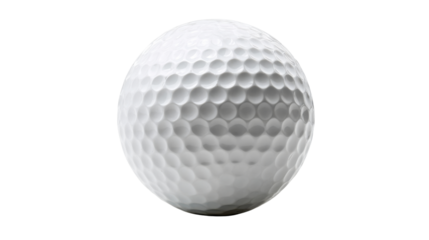 Golf ball sitting on a transparent background. White sphere with dimpled texture, ready for playing and practicing golf