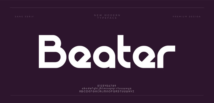 Beater Modern font design, trendy alphabet letters and numbers vector illustration
