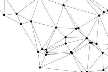 Fototapeta premium White background with low poly digital lines connection. Abstract white blue digital technology futuristic communication high tech concept background. Technology dots lines connect network background.