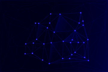white background with low poly digital lines connection. Abstract white blue digital technology futuristic communication high tech concept background. Technology dots lines connect network background.