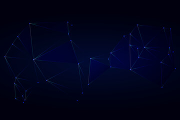 white background with low poly digital lines connection. Abstract white blue digital technology futuristic communication high tech concept background. Technology dots lines connect network background.