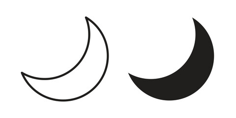 Moon icons. doodles vector. icon set in line strokes © Ranveer