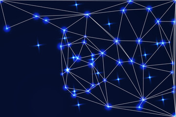 white background with low poly digital lines connection. Abstract white blue digital technology futuristic communication high tech concept background. Technology dots lines connect network background.