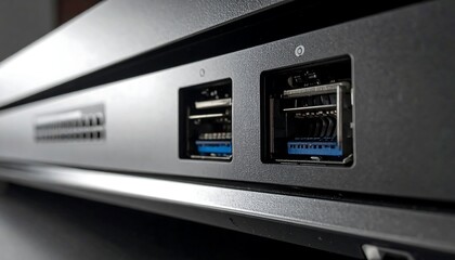 Close-up of Laptop Ports: USB-C and USB-A Connections