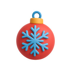 Fototapeta premium A vibrant red christmas ornament with a snowflake design on transparent background