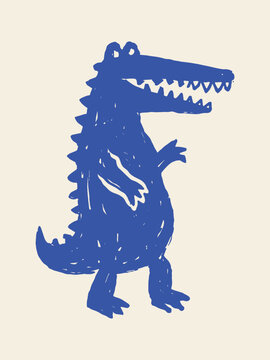 Crocodile silhouette naive doodle vector illustration