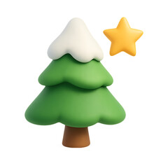 A charming 3d rendered christmas tree and star perfect for festive designs on transparent background