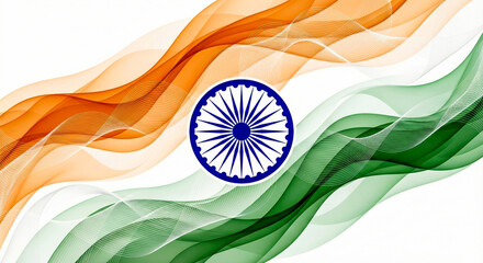 Vibrant Indian flag with flowing abstract design elements