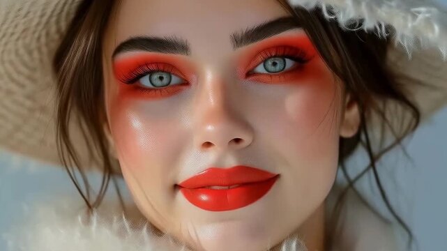  beautiful mysterious high-born model with bright makeup on her face and sensual lips