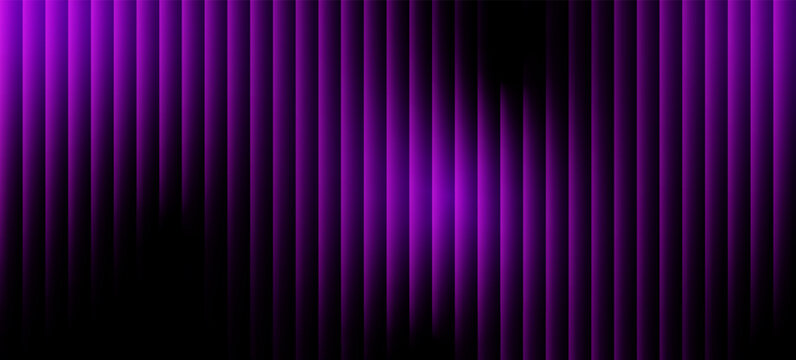 A vibrant purple gradient background with vertical lines and a dark shadow. Sharp ribbed distortion, cinematic glow; futuristic texture background, vector illustration.  