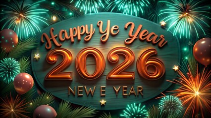 2026 Happy New Year Greeting Card