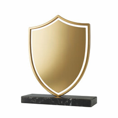 modern minimalist gold shield award with sleek marble base