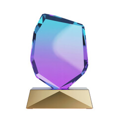 abstract gradient crystal shield trophy on geometric gold base