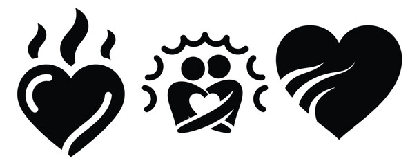 Fototapeta premium love warmth silhouette icon set, black color and white background