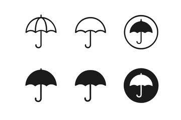 Fototapeta premium Collection of umbrella icons in outline and solid styles for weather protection