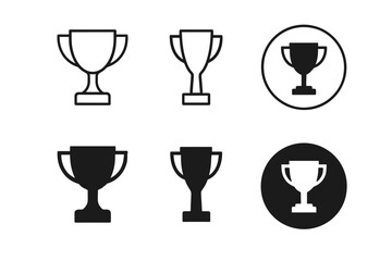 Collection of trophy icons in outline and solid styles for awards and achievements