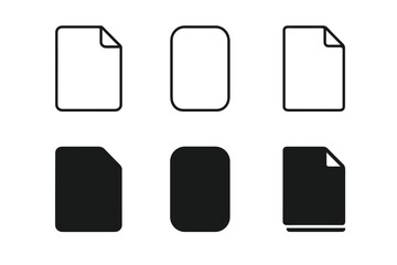Set of document icons with rounded corners, both outlined and filled