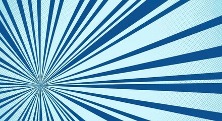 Abstract Blue and White Radial Lines Pattern, Geometric Design, Optical Illusion.