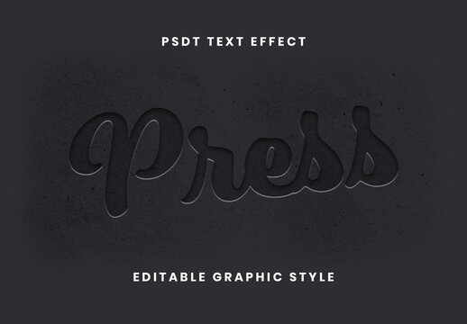 Black Craft Paper Deboss Text Effect Embossed Script Font