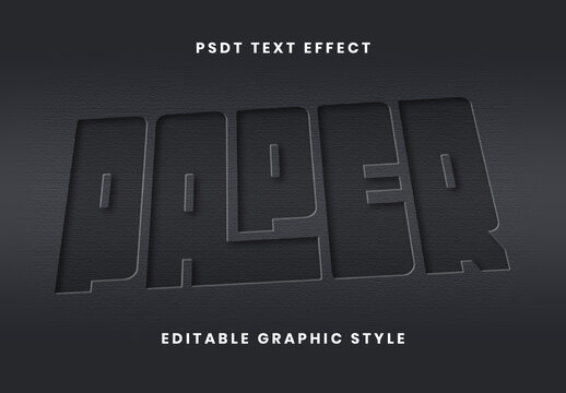 Black Craft Paper Deboss Text Effect Embossed Groove Font
