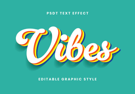 Colorful Retro 3D Text Effect Script Latered Font