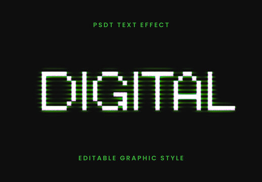 Green And White Pixelated Distorted Glitch Text Effect Pixel Static Font