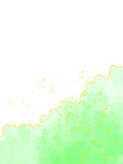 Obraz premium Green Watercolor Corner Border With Gold Line Accent Isolated On Transparent Background