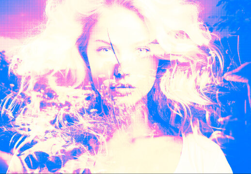 Purple And Blue Risograph Photo Effect