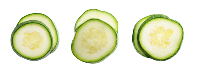 Fresh cucumber slices on transparent background culinary delight food photography minimalist style