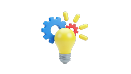 Idea Generation: Lightbulb, Gears, and Innovation Concept