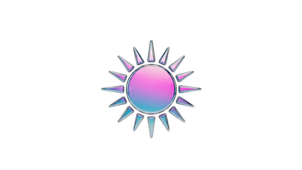 Iridescent Sun Icon on White Background