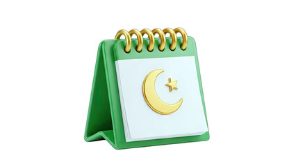 Islamic Calendar with Crescent and Star - 3D Render
