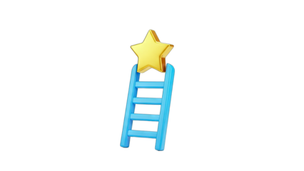 Ladder Reaching Star: Success Concept on White