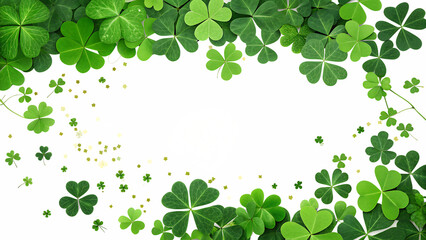 Fototapeta premium Shamrock Clover Background for St. Patrick's Day Green Cut Out on PNG. AI GENERATED.