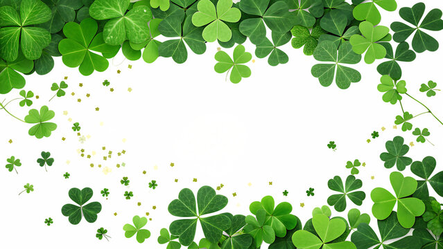 Shamrock Clover Background for St. Patrick's Day Green Cut Out on PNG. AI GENERATED.
