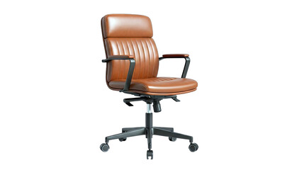 Fototapeta premium Leather Office Chair Isolated on White Background