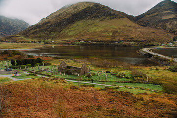 Ruins of St Dubhthac's Church at Clachan Duich Burial Ground, Kintail, Scottish Highlands.